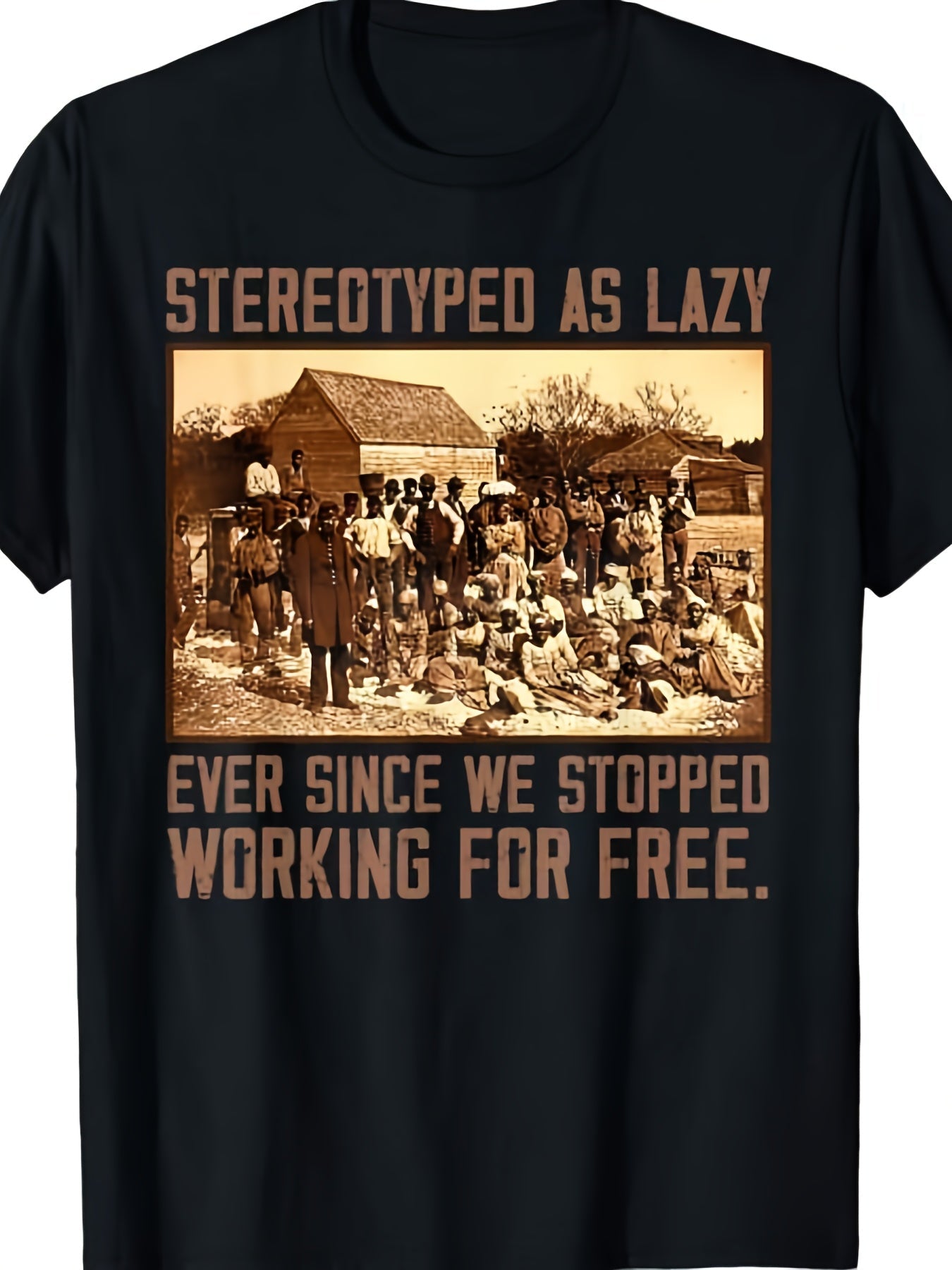 Men's Vintage Graphic T-Shirt - Round Neck Short Sleeve – Black – Black option – main product image