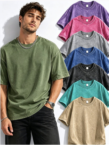 Men's Vintage Oversized T-Shirt - Crew Neck Short Sleeve – Apricot option – view 6