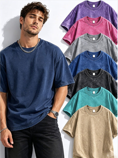 Men's Vintage Oversized T-Shirt - Crew Neck Short Sleeve – Apricot option – view 7