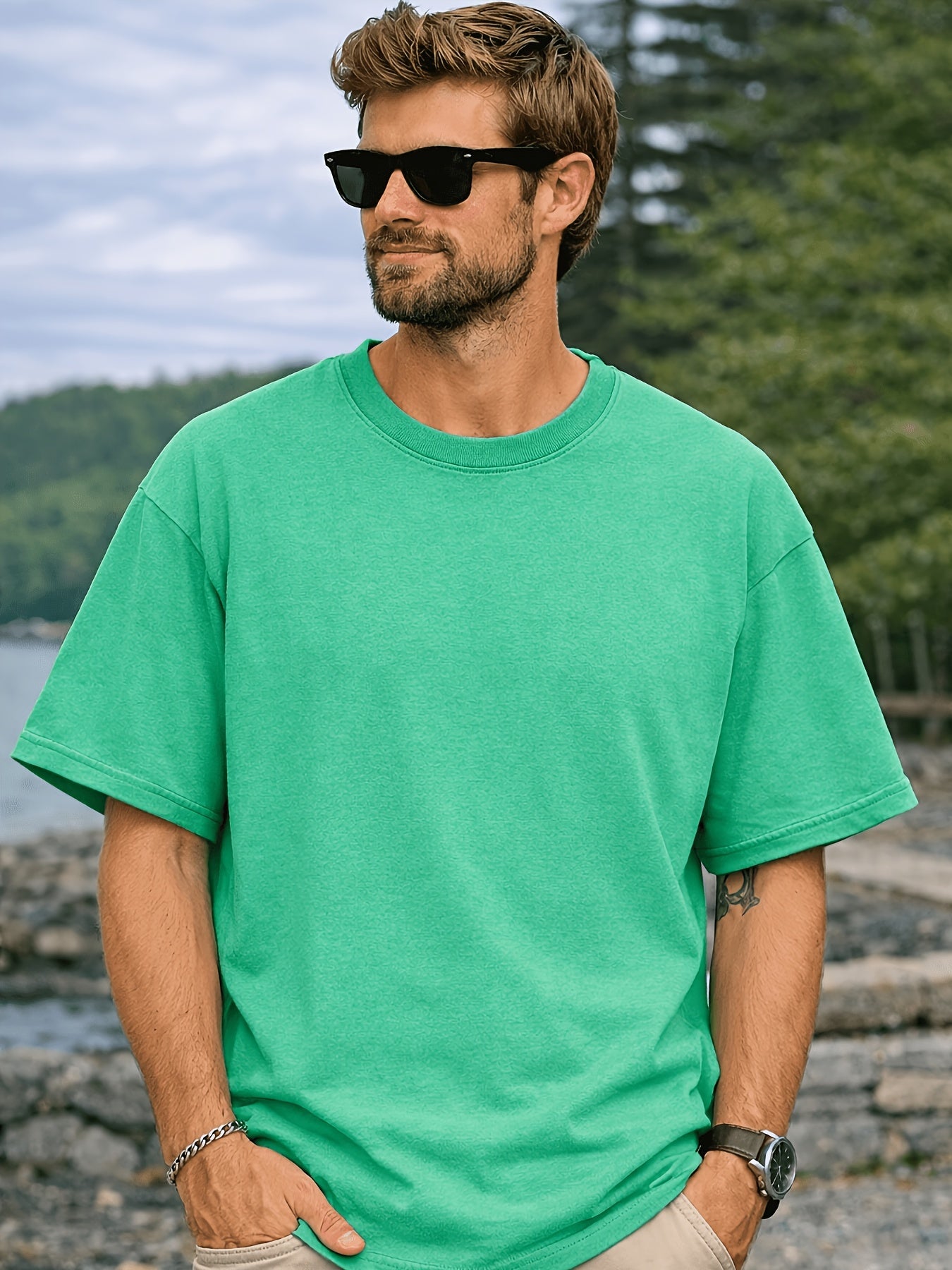 Men's Vintage T-Shirt - Round Neck Short Sleeve – 100% cotton – view 5