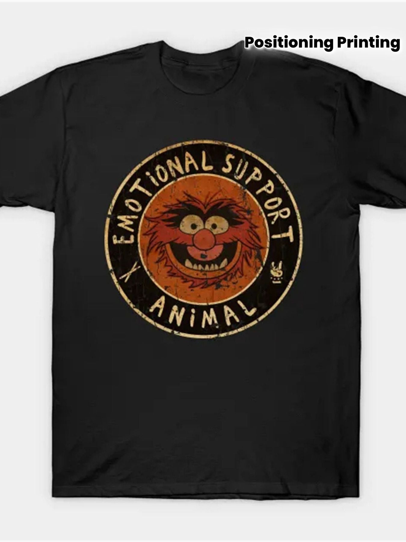 Men's Vintage T-Shirt - Round Neck Short Sleeve – Black Graphic – Black option – main product image