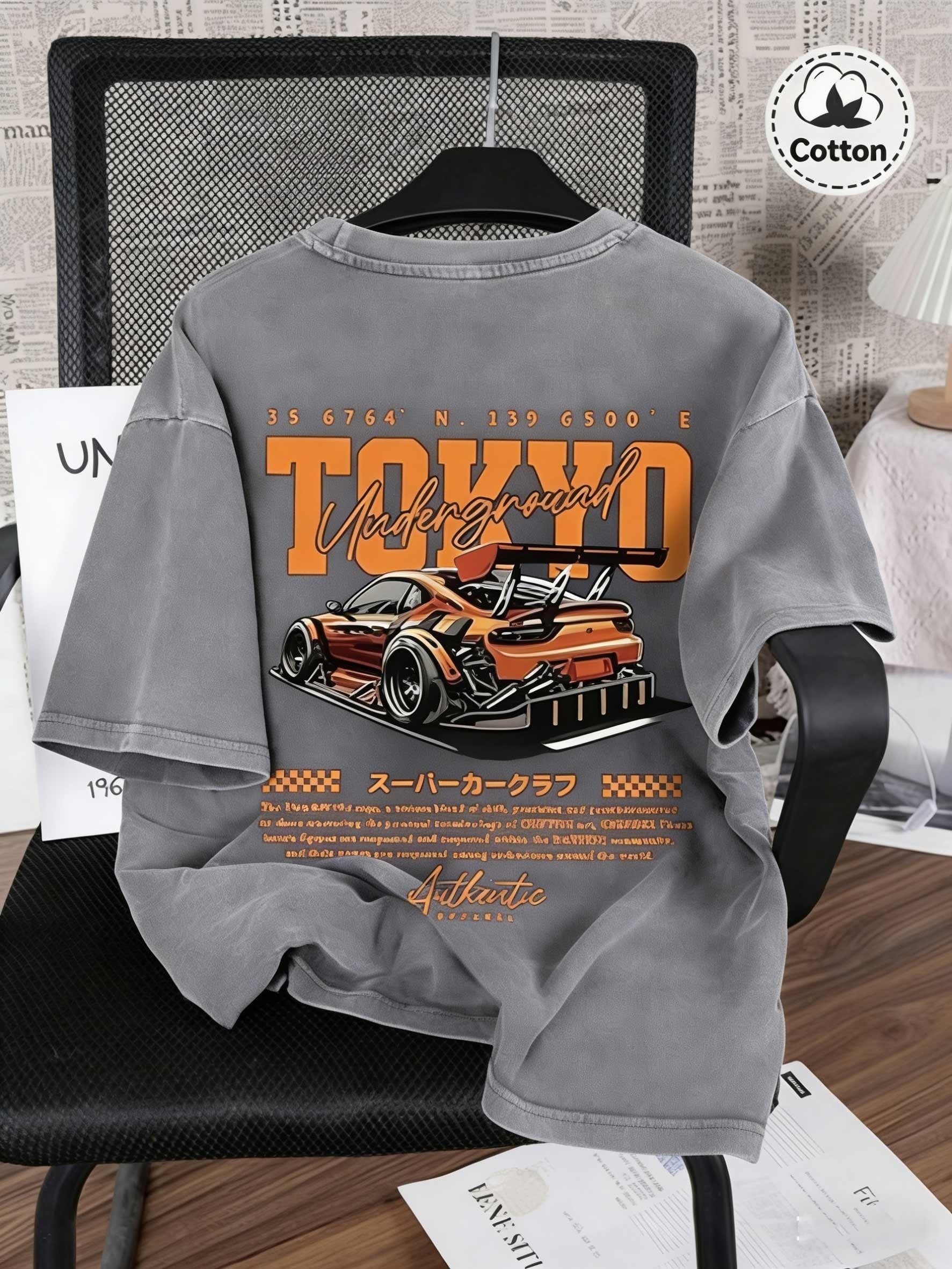 Men's Vintage T-Shirt - Round Neck Short Sleeve – Dark Gray / Blue – Gray option – view 6