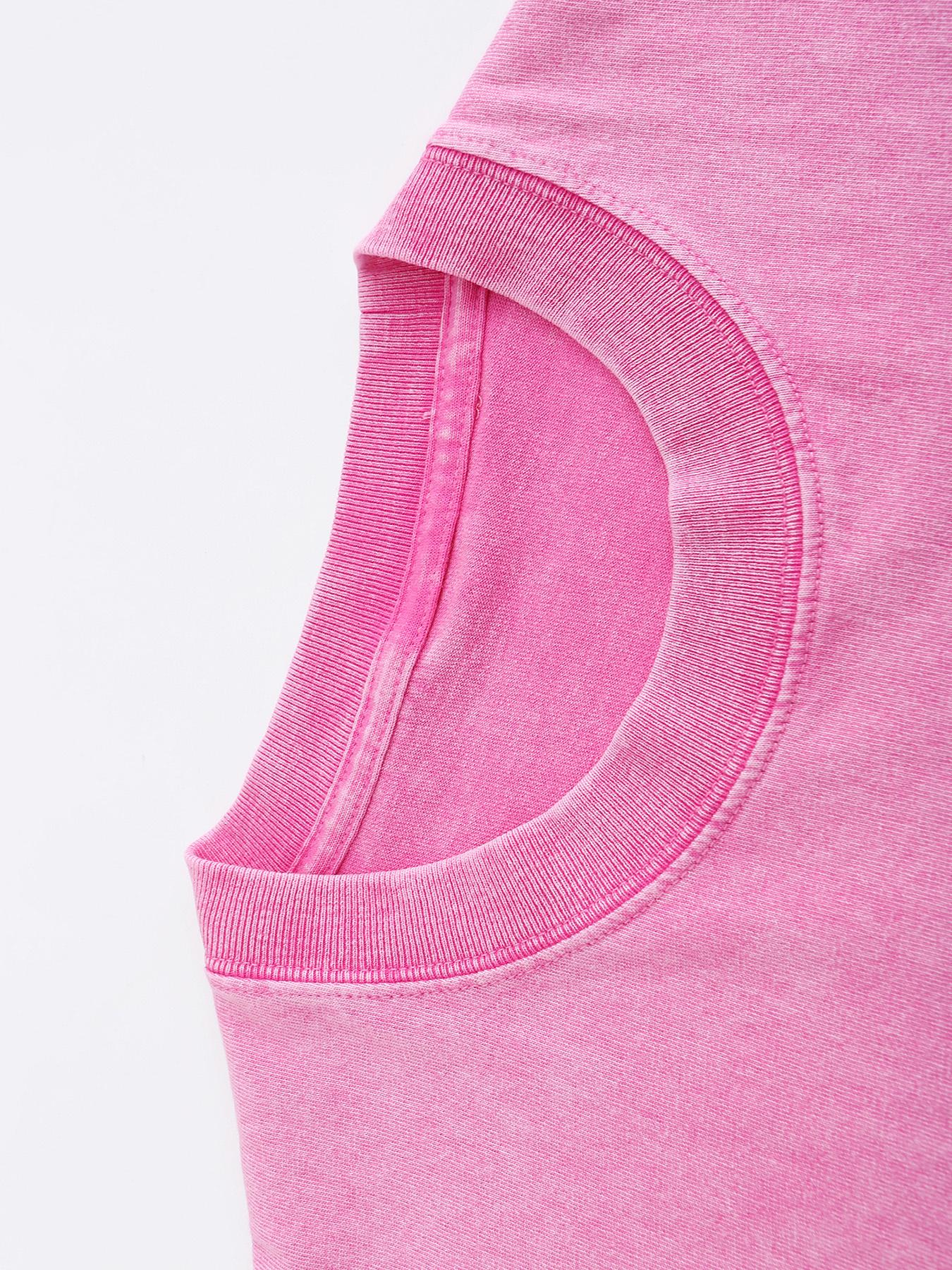 Men's Vintage T-Shirt - Round Neck Short Sleeve Streetwear – Pink – view 3