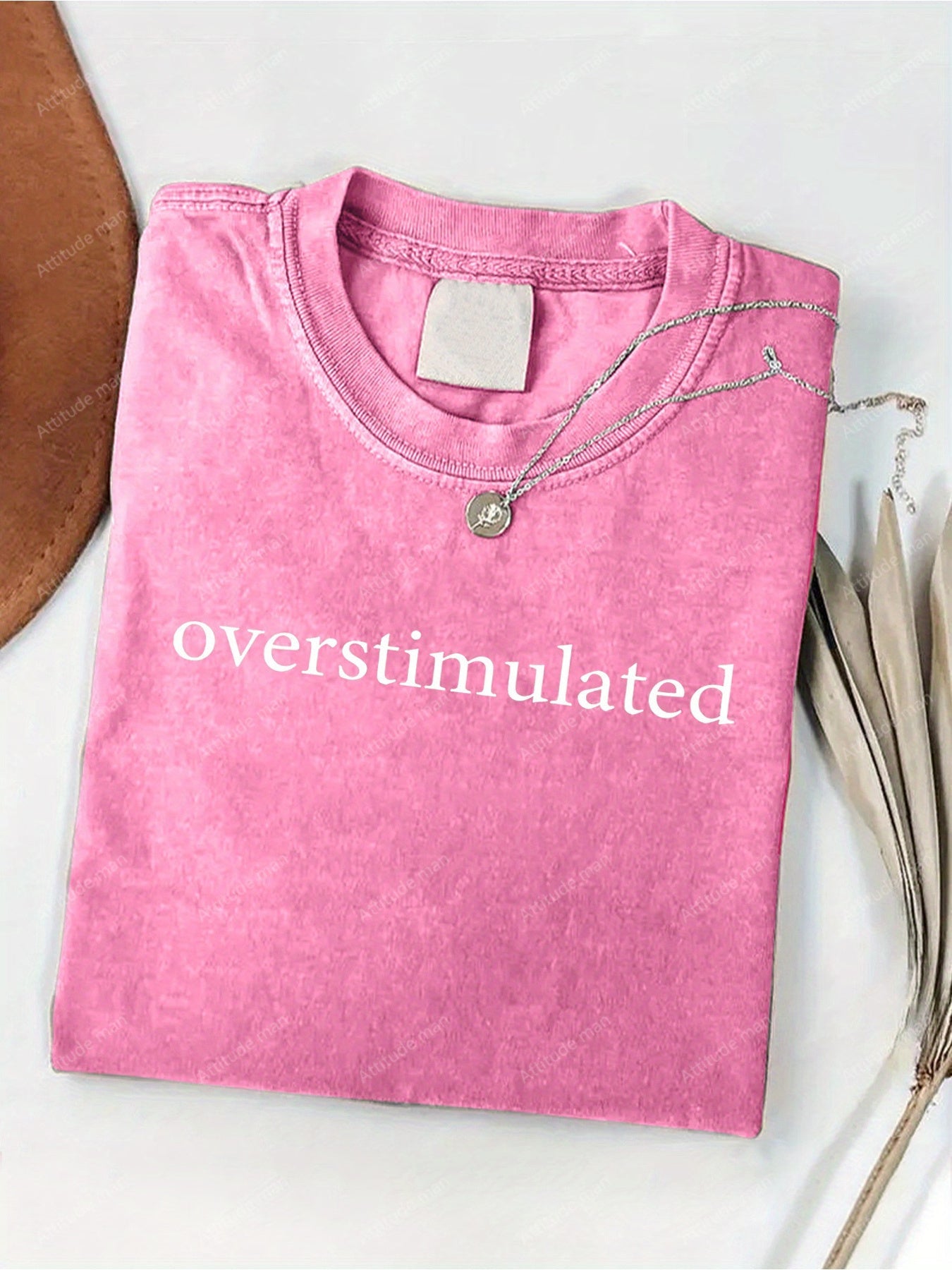 Men's Vintage T-Shirt - Round Neck Short Sleeve Streetwear – Pink – view 5