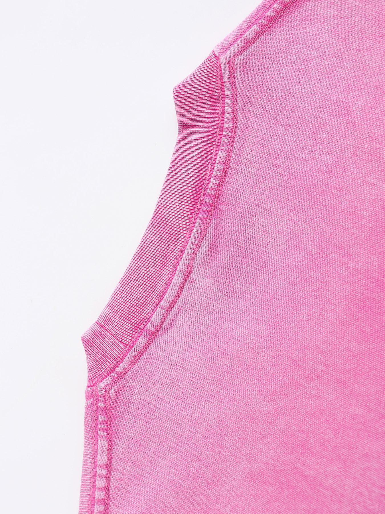 Men's Vintage T-Shirt - Round Neck Short Sleeve Streetwear – Pink – view 6