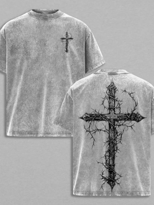 Men's Vintage T-Shirt - Round Neck Short Sleeve Streetwear Style – Black option – main product image