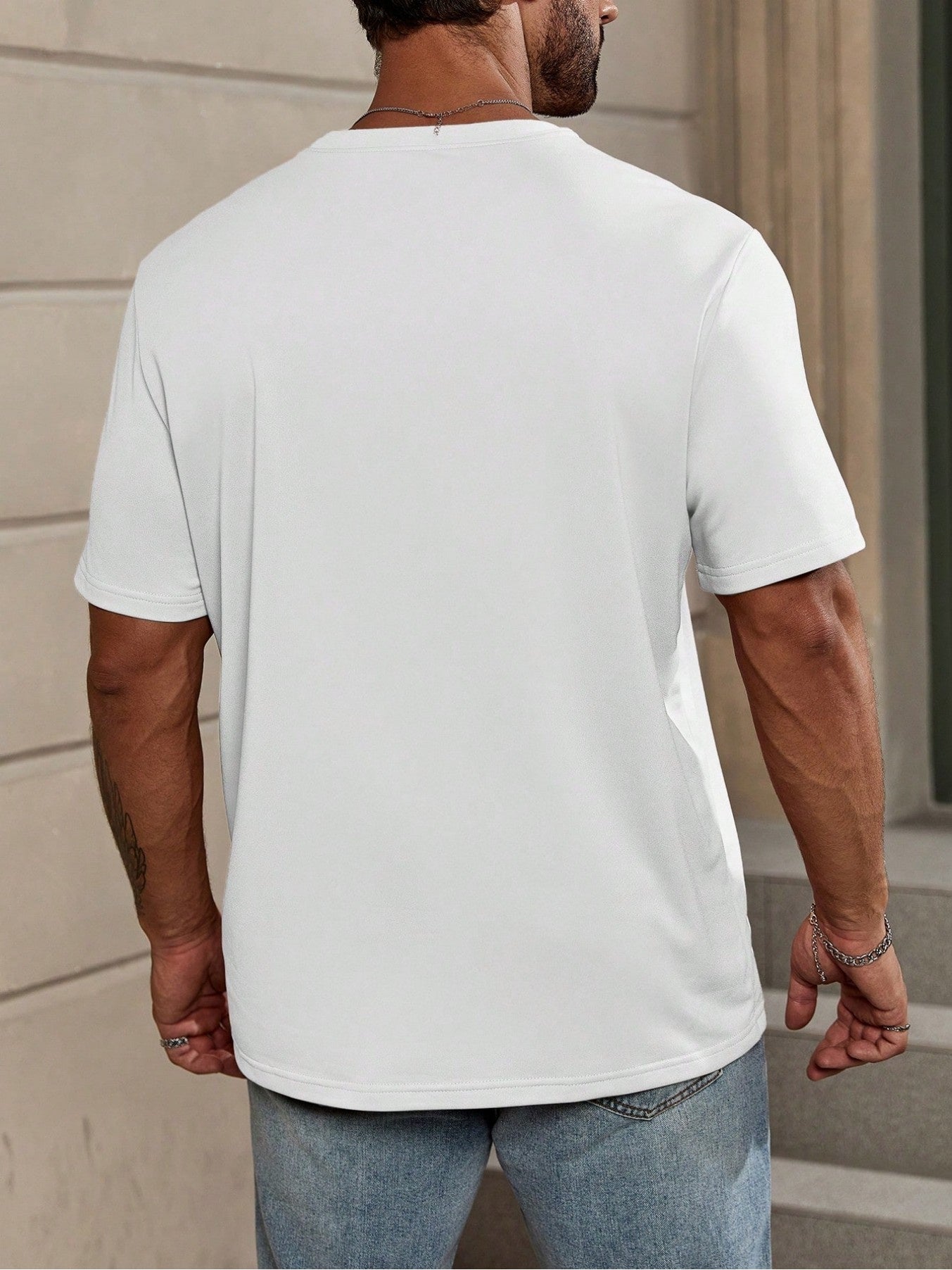 Men's Vintage T-Shirt - Round Neck Short Sleeve – White – view 9