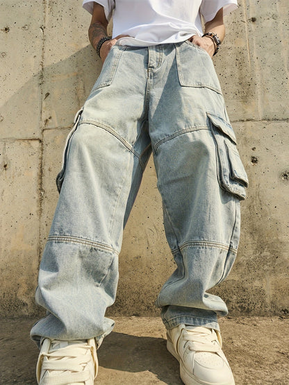 Men's Wide Leg Jeans - Distressed Wide Leg – view 9