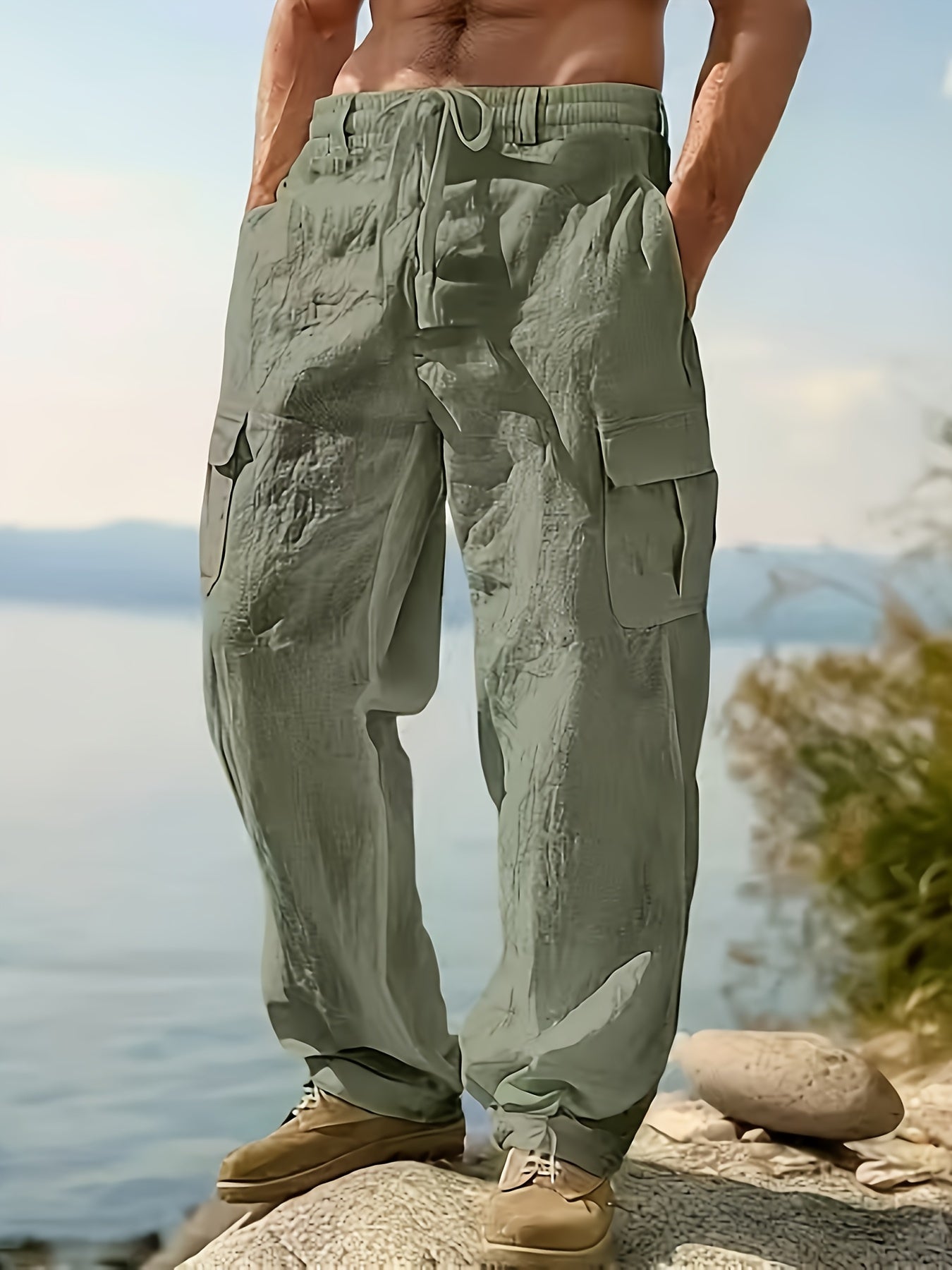 Men's Wide Leg Pants - Drawstring Waist – view 14