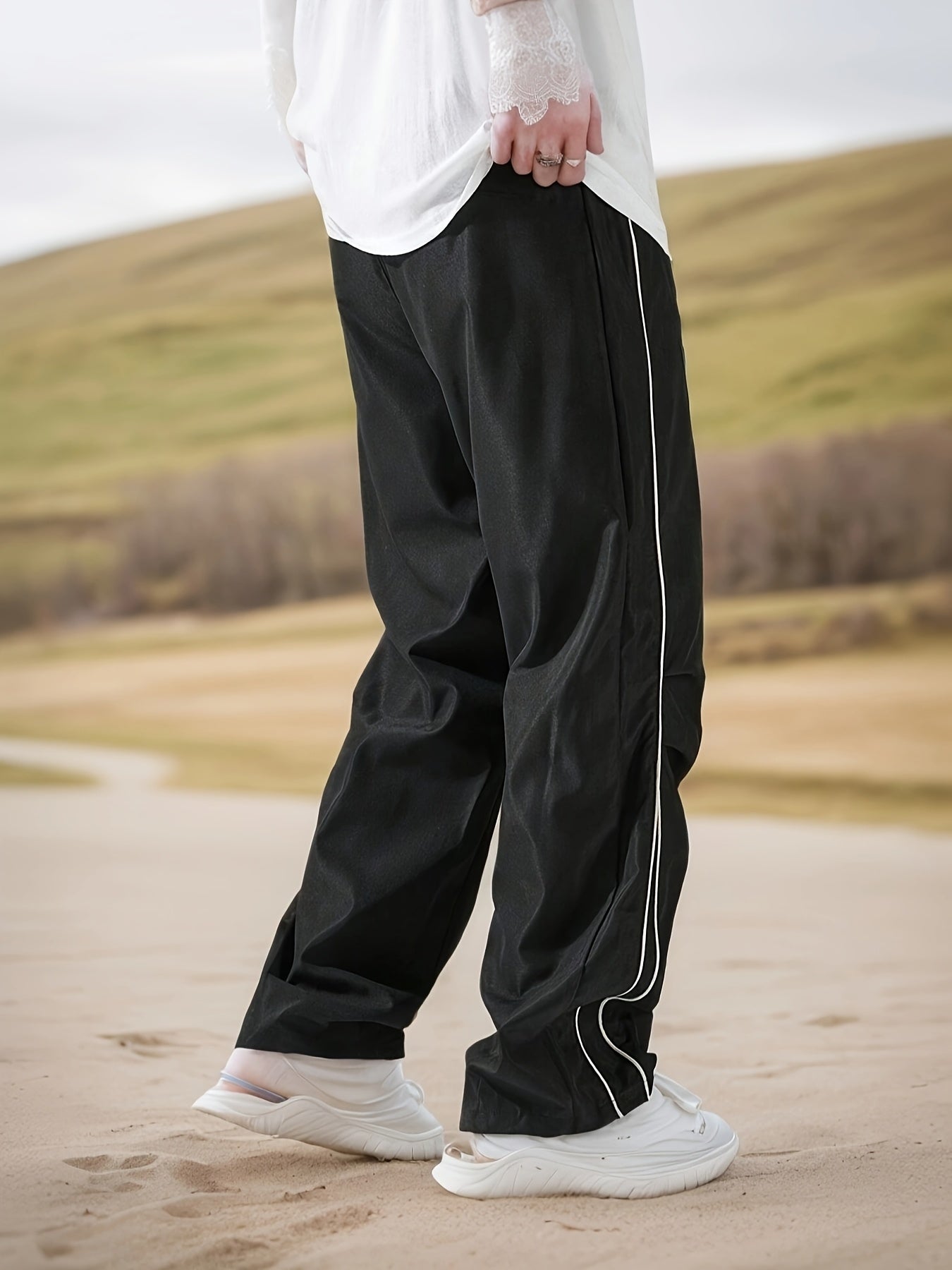 Men's Wide Leg Pants - Drawstring Waist Workwear Style – view 5