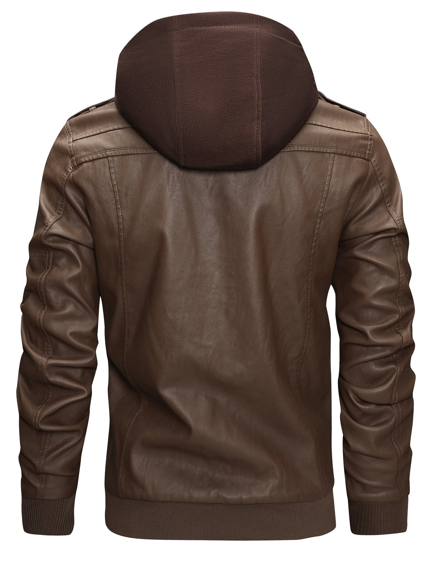 Men's Windproof Faux Leather Pullover Hoodie – view 3
