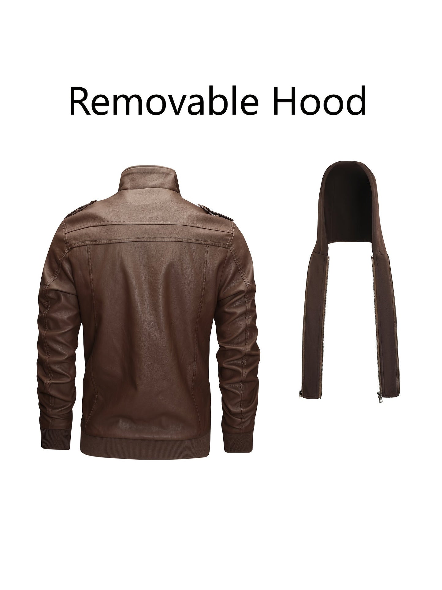 Men's Windproof Faux Leather Pullover Hoodie – view 9