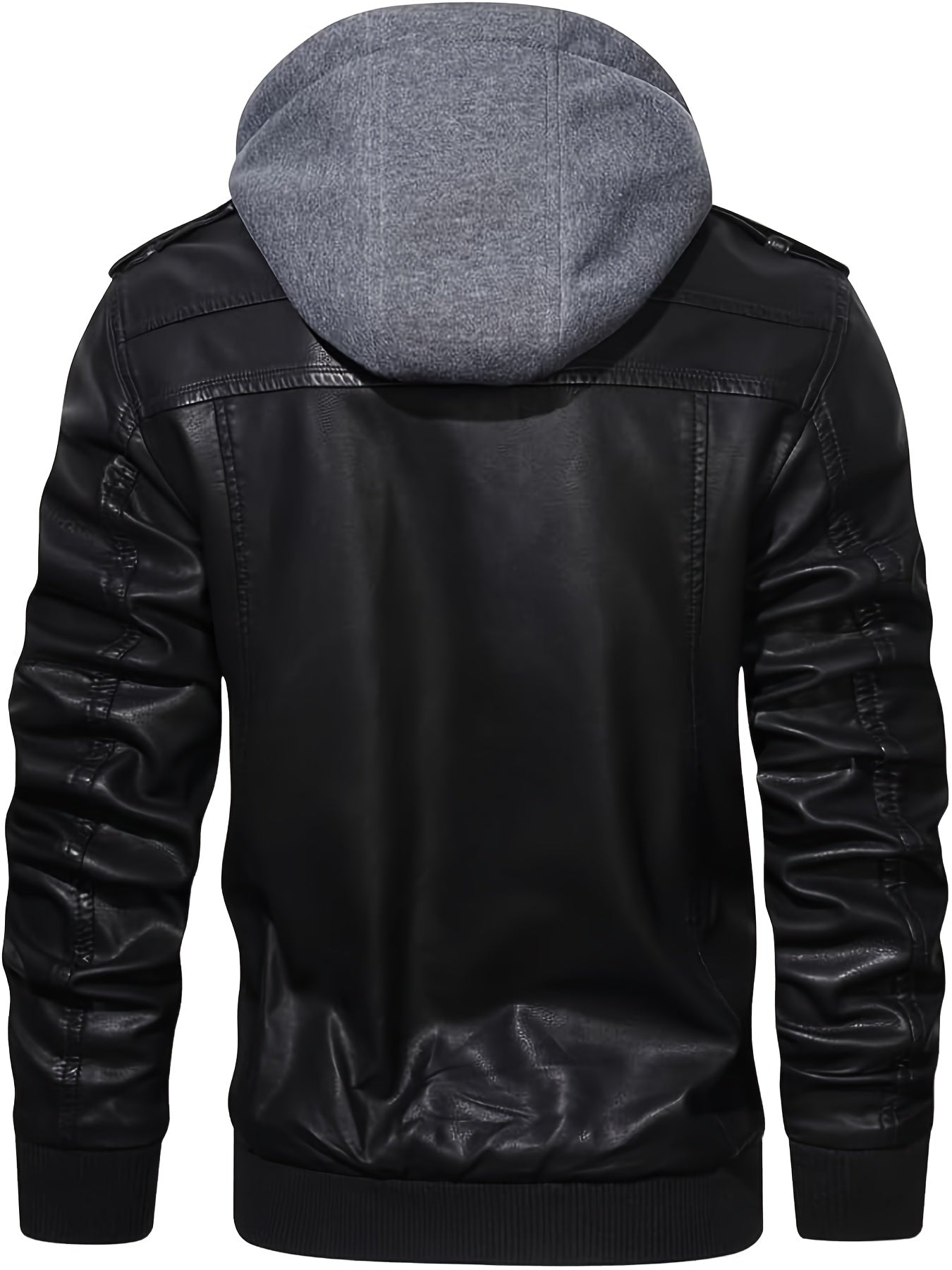 Men's Windproof Faux Leather Pullover Hoodie – view 11