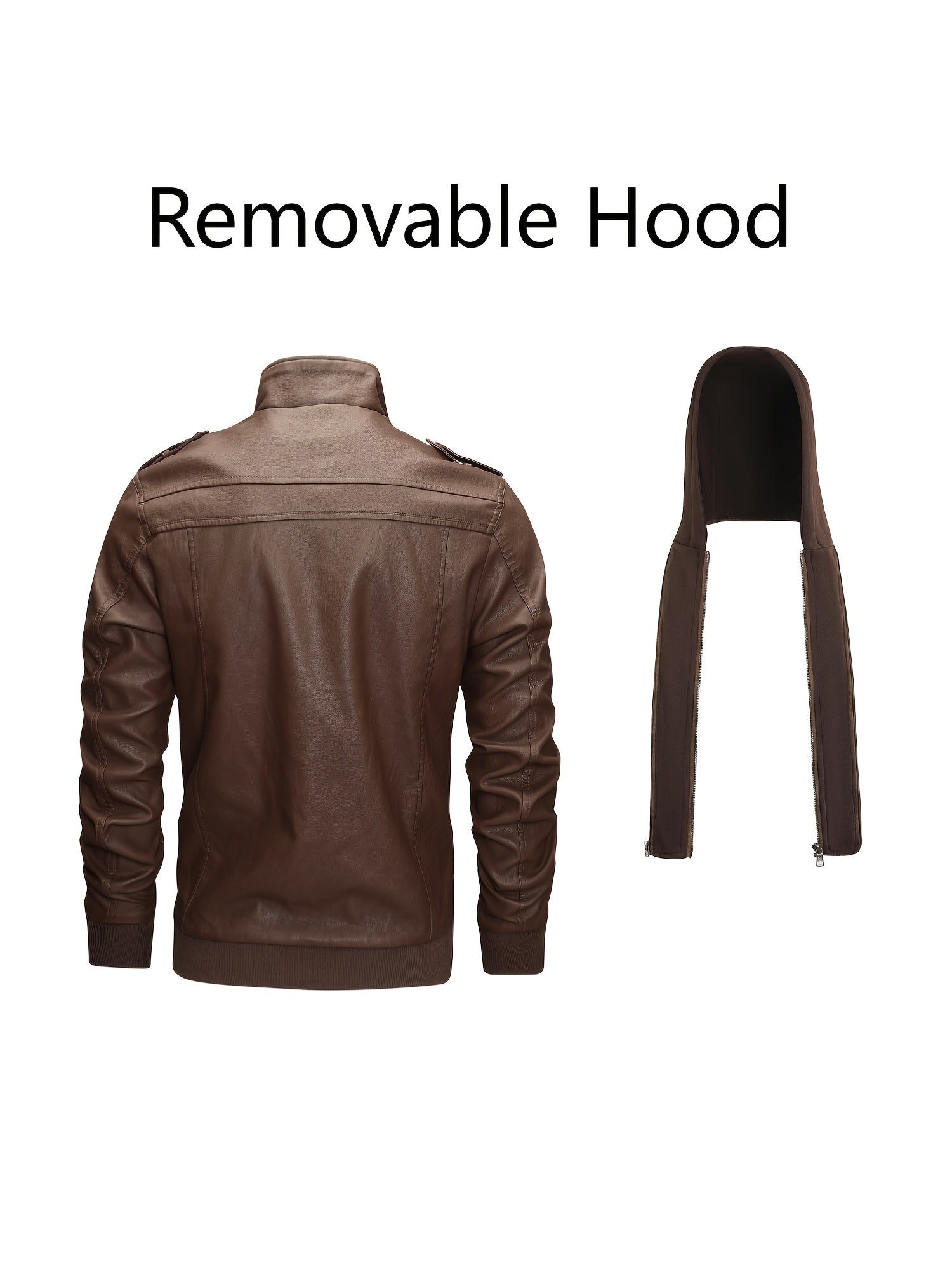 Men's Windproof Faux Leather Pullover Hoodie – view 18
