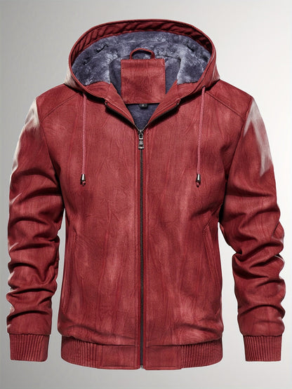 Men's Windproof Faux Leather Pullover Jacket – view 3
