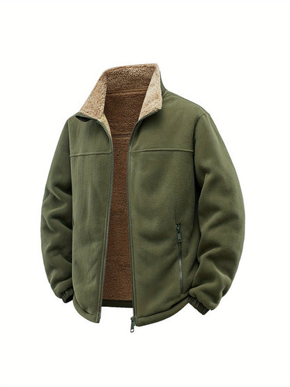 Men's Windproof Fleece Zip-Up Jacket – Caramel – view 6