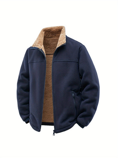 Men's Windproof Fleece Zip-Up Jacket – Caramel – view 17