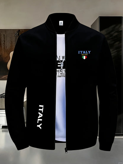 Men's Windproof Graphic Zip-Up Jacket – main product image