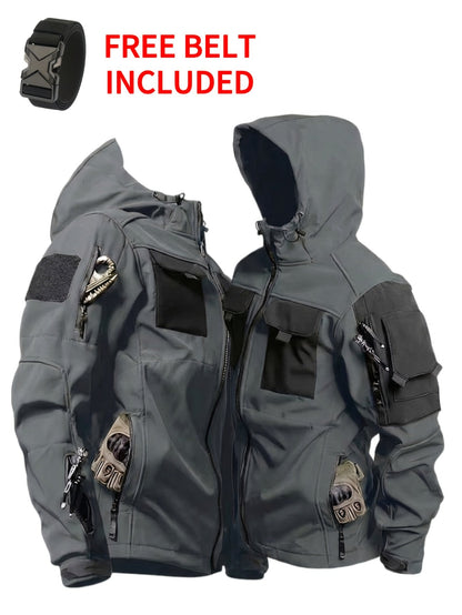 Men's Windproof Zip-Up Coat – Black / Grey – view 12