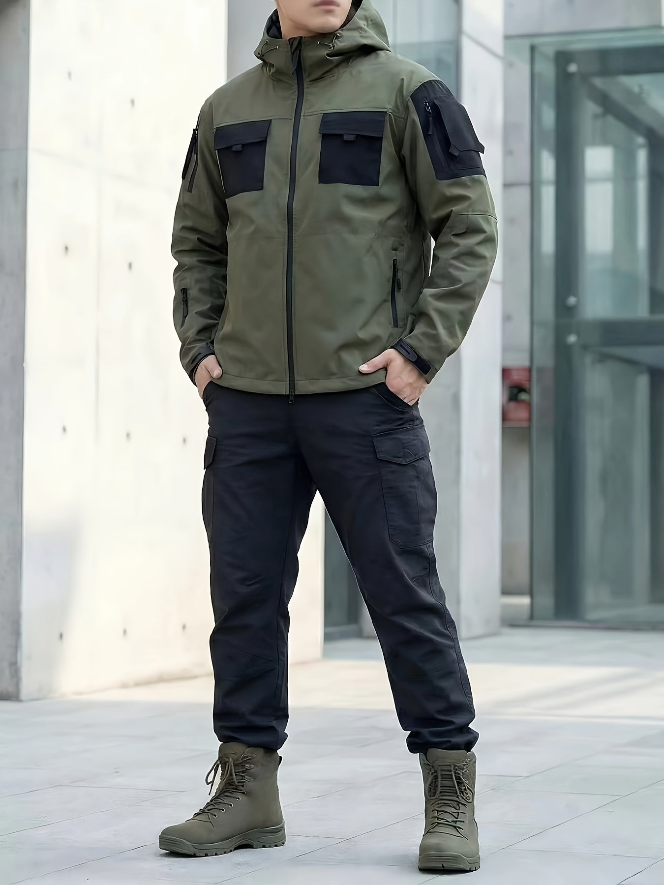 Men's Windproof Zip-Up Coat – Color C / Color B – view 9