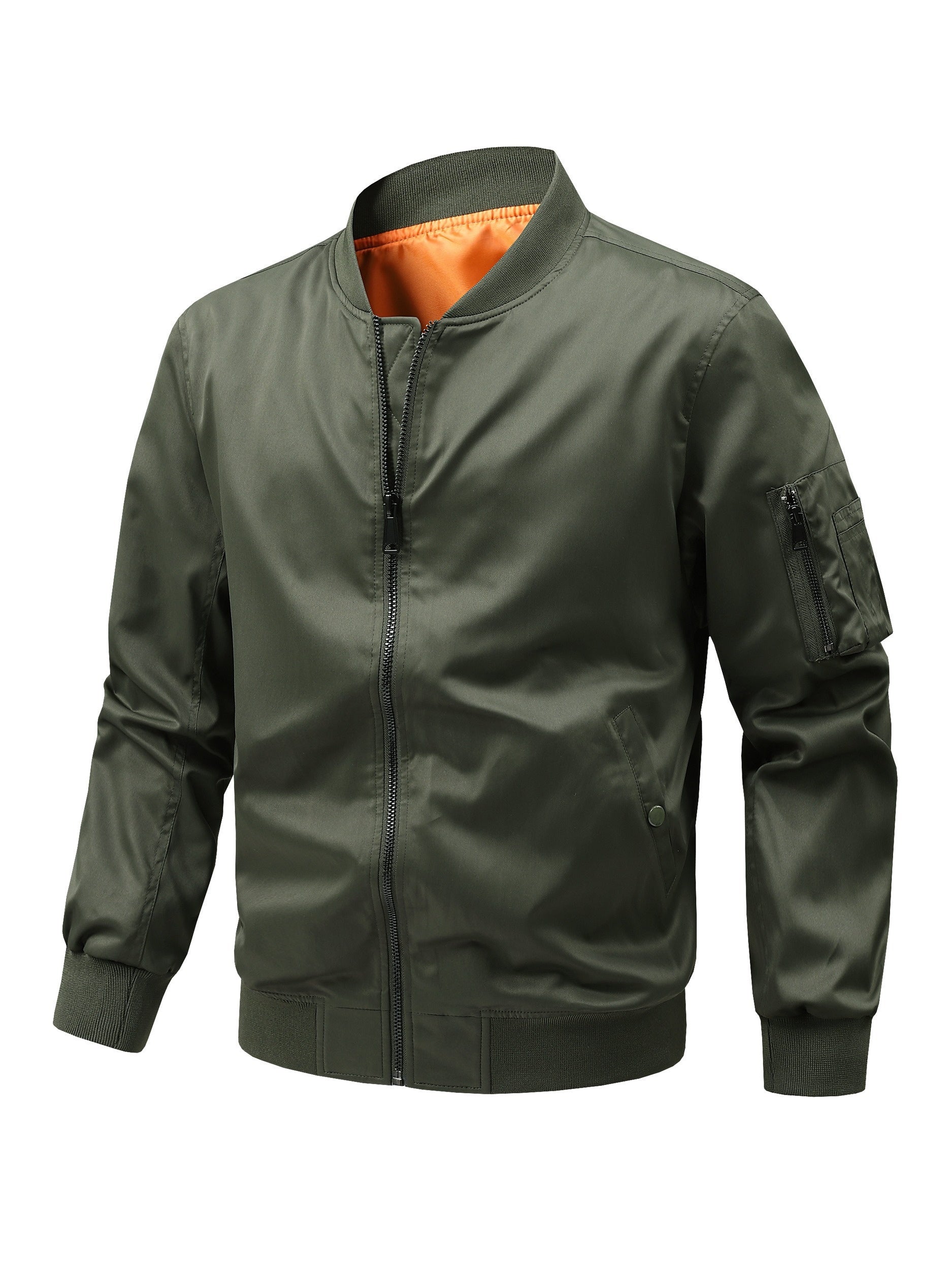 Men's Windproof Zip-Up Jacket – fern green – green option – view 2