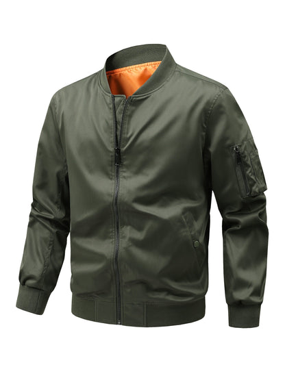 Men's Windproof Zip-Up Jacket – fern green – green option – view 2
