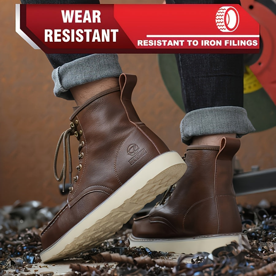 Men's Work & Safety Boots - Puncture Resistant & Non-Slip Sole – Dark Brown – view 6