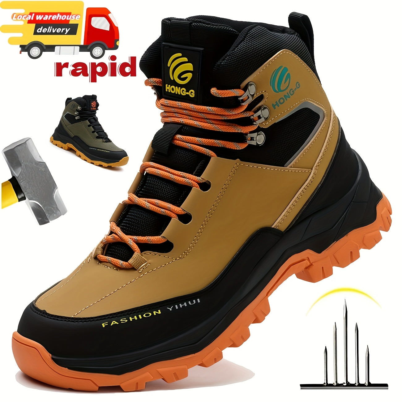 Men's Work & Safety Boots - Puncture Resistant & Non-Slip Sole – Sizes US 6–US 11 – main product image