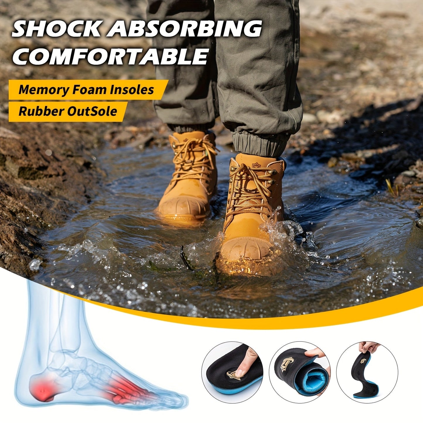 Men's Work & Safety Boots - Steel Toe Protection & Non-Slip Sole – 3-Color Selection – view 5