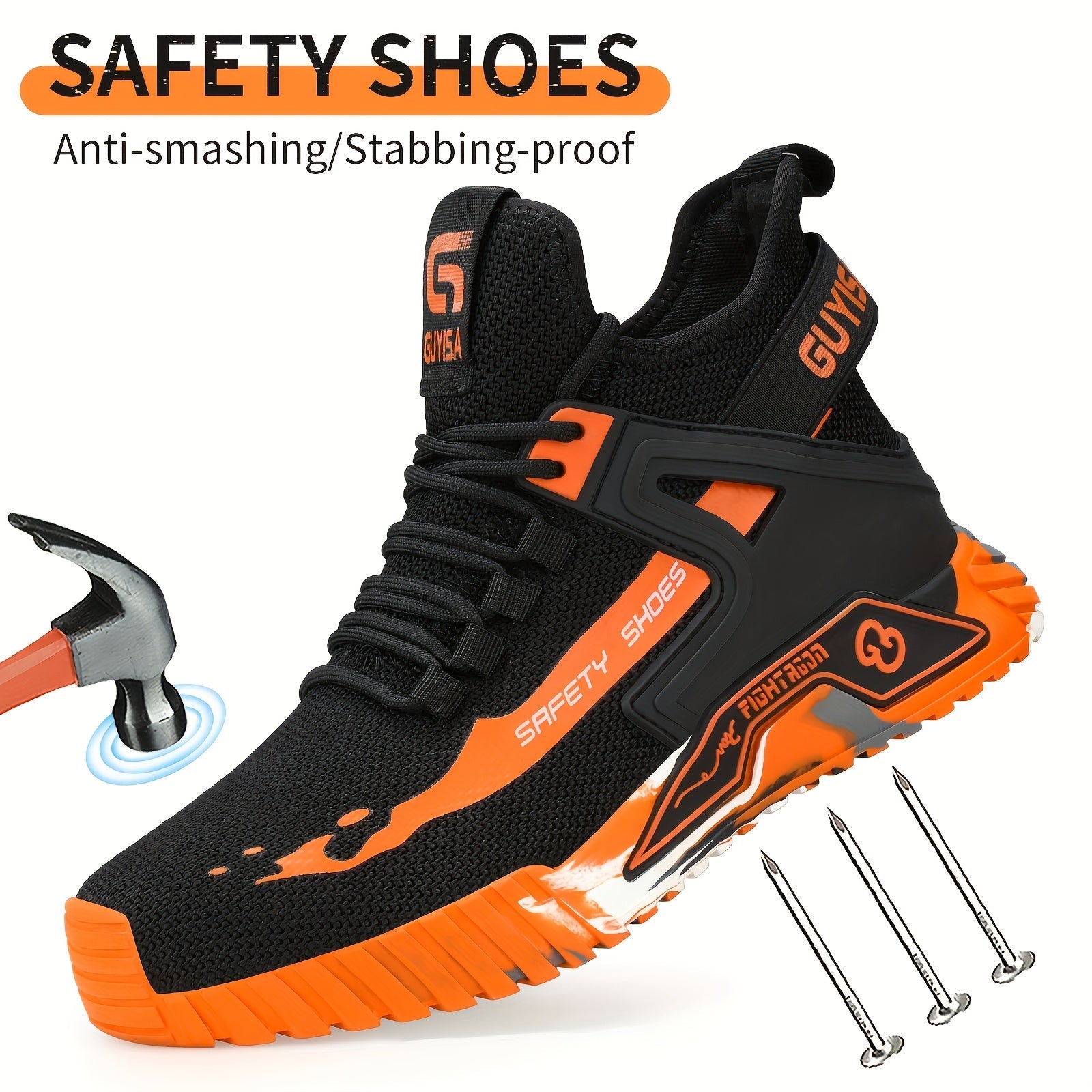 Men's Work & Safety Boots - Steel Toe Protection & Non-Slip Sole – Orange – view 2
