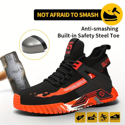 Men's Work & Safety Boots - Steel Toe Protection & Non-Slip Sole – Orange – view 6