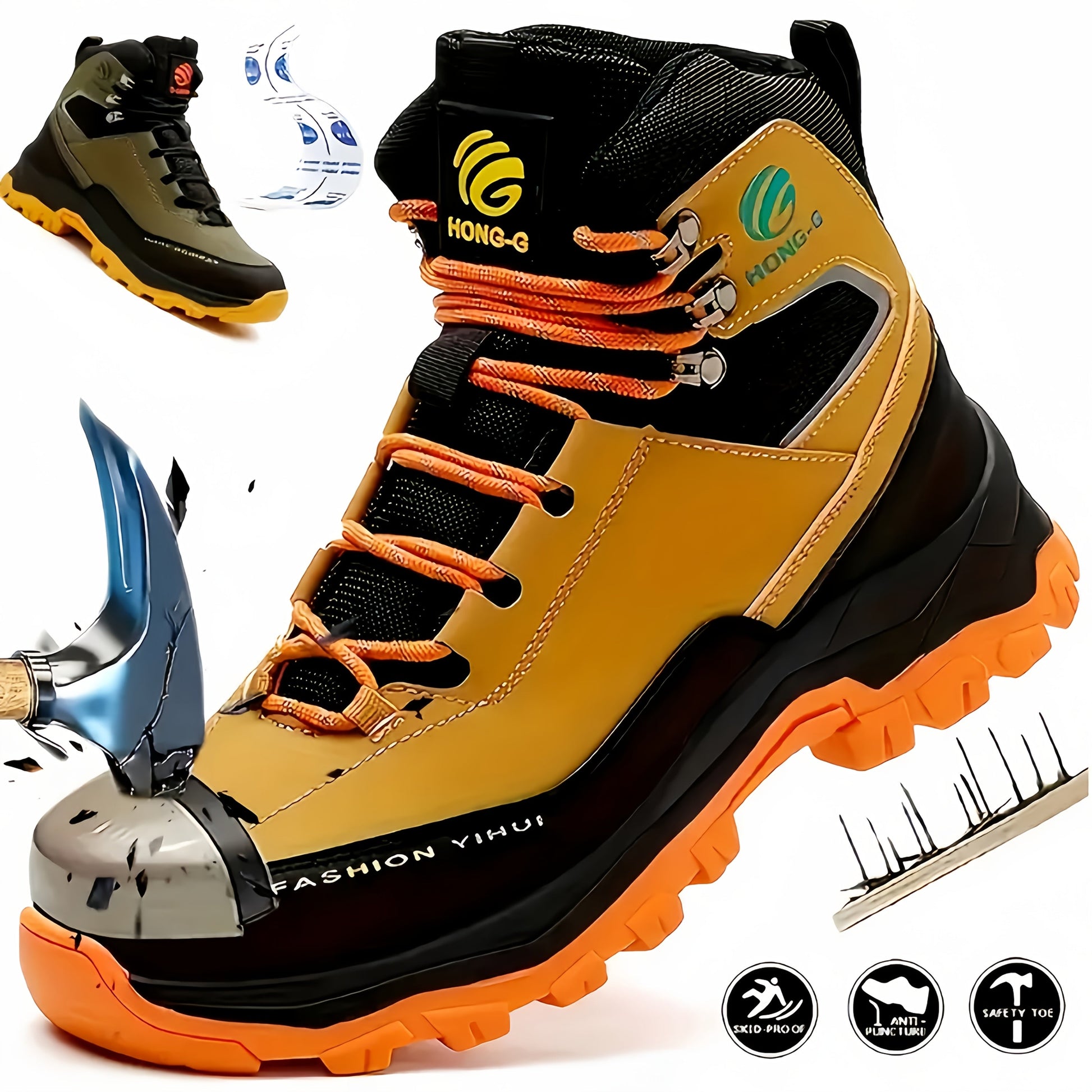 Men's Work & Safety Boots - Steel Toe Protection & Puncture Resistant – Dark Khaki – main product image