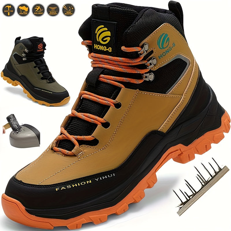 Men's Work & Safety Boots - Steel Toe Protection & Puncture Resistant – Black / Yellowish-brown – main product image