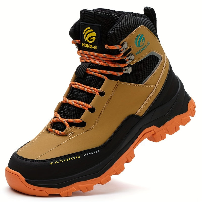 Men's Work & Safety Boots - Steel Toe Protection & Puncture Resistant – Black / Yellowish-brown – view 2