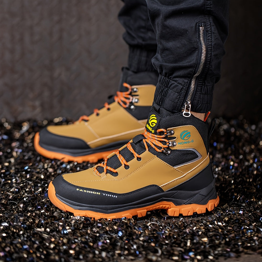 Men's Work & Safety Boots - Steel Toe Protection & Puncture Resistant – Black / Yellowish-brown – view 3