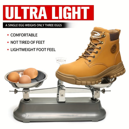 Men's Work & Safety Boots - Steel Toe Protection & Puncture Resistant – Khaki Lace – view 6