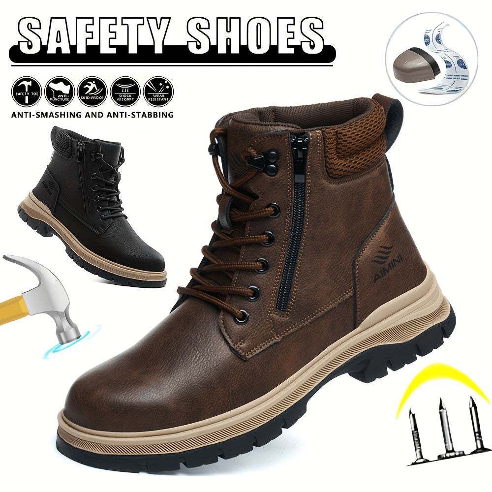 Men's Work & Safety Boots - Steel Toe Protection & Puncture Resistant – Black / Dark Brown – main product image