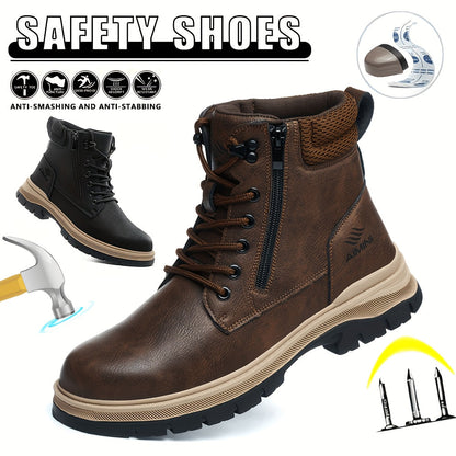 Men's Work & Safety Boots - Steel Toe Protection & Puncture Resistant – Black / Dark Brown – main product image