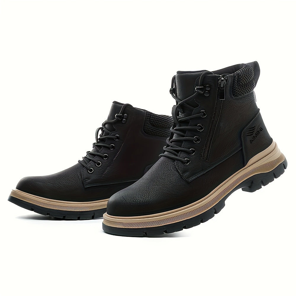 Men's Work & Safety Boots - Steel Toe Protection & Puncture Resistant – Black / Dark Brown – view 3