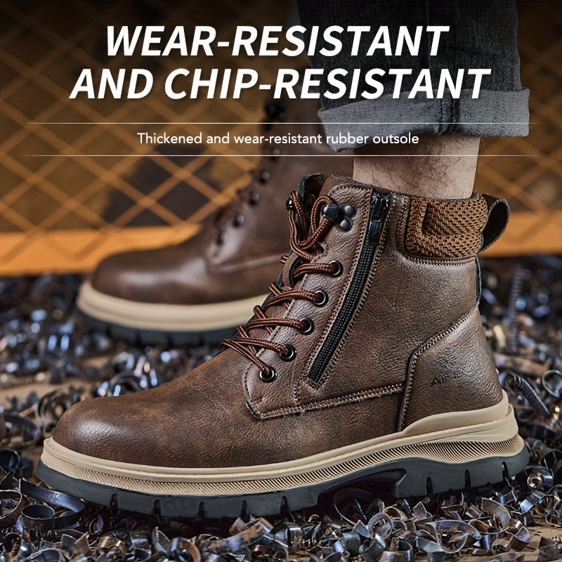 Men's Work & Safety Boots - Steel Toe Protection & Puncture Resistant – Black / Dark Brown – view 6