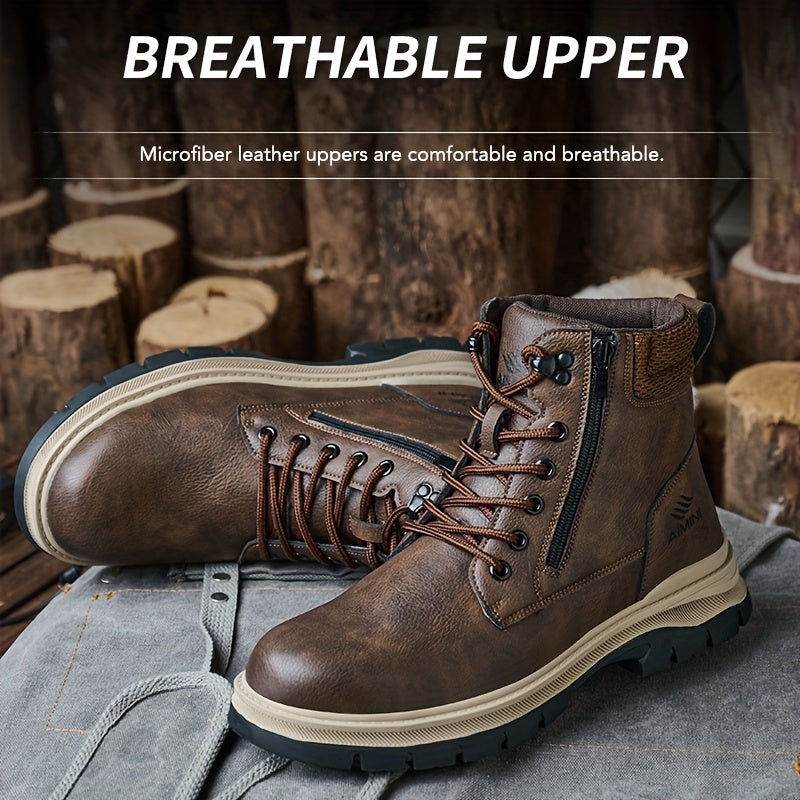 Men's Work & Safety Boots - Steel Toe Protection & Puncture Resistant – Black / Dark Brown – view 7