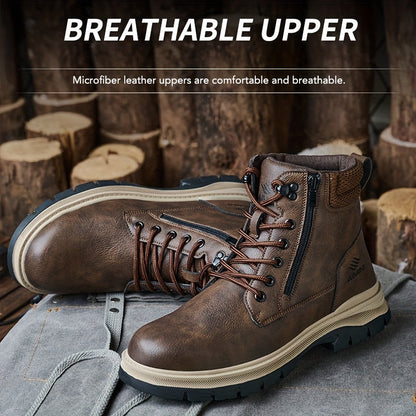 Men's Work & Safety Boots - Steel Toe Protection & Puncture Resistant – Black / Dark Brown – view 7