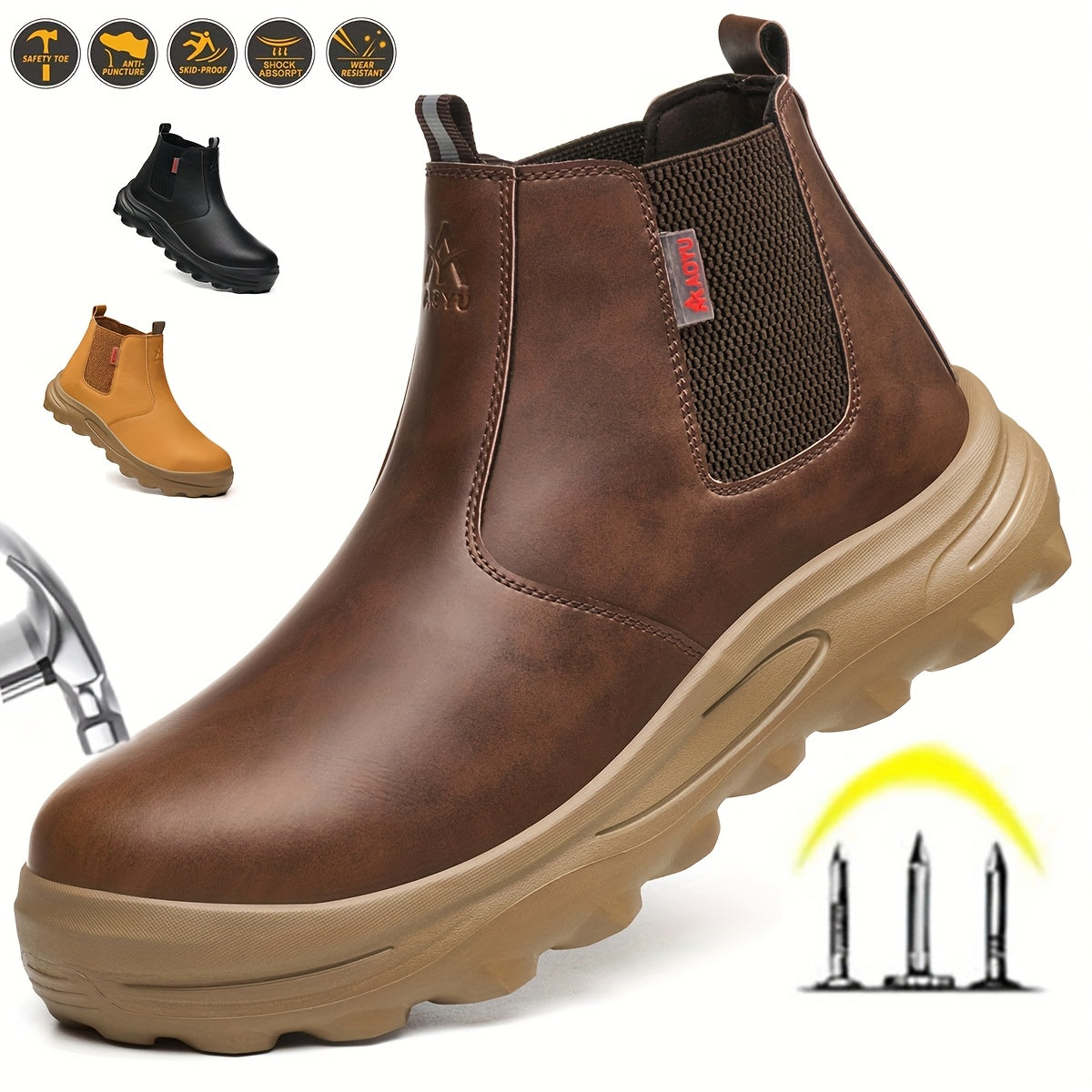 Men's Work & Safety Boots - Steel Toe Protection & Puncture Resistant – ginger-colored – main product image