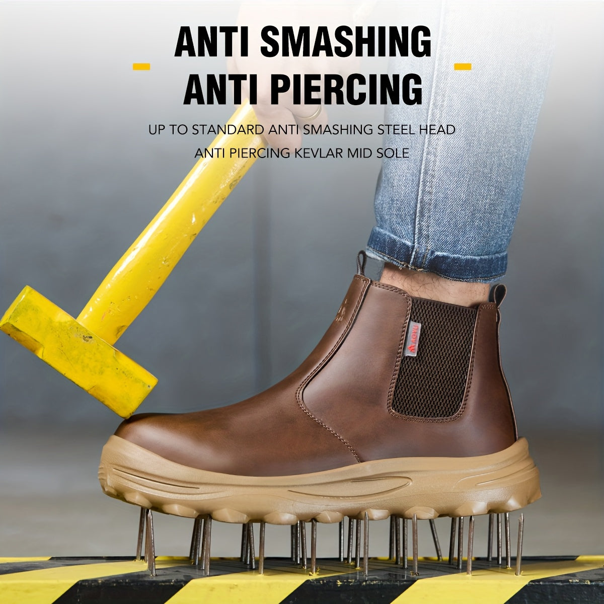 Men's Work & Safety Boots - Steel Toe Protection & Puncture Resistant – ginger-colored – view 7