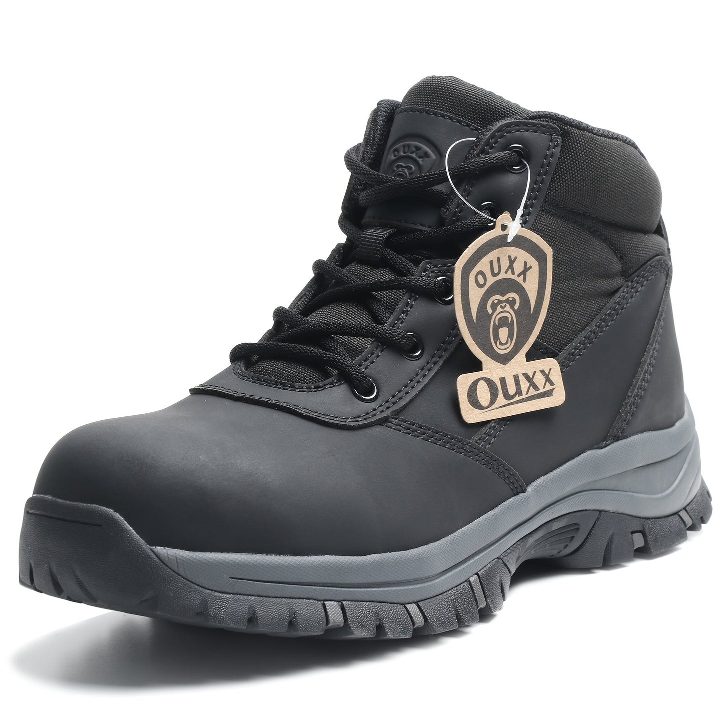 Men's Work & Safety Shoes - Non-Slip Sole for Beach & Water – Black Leather – Black option – view 2