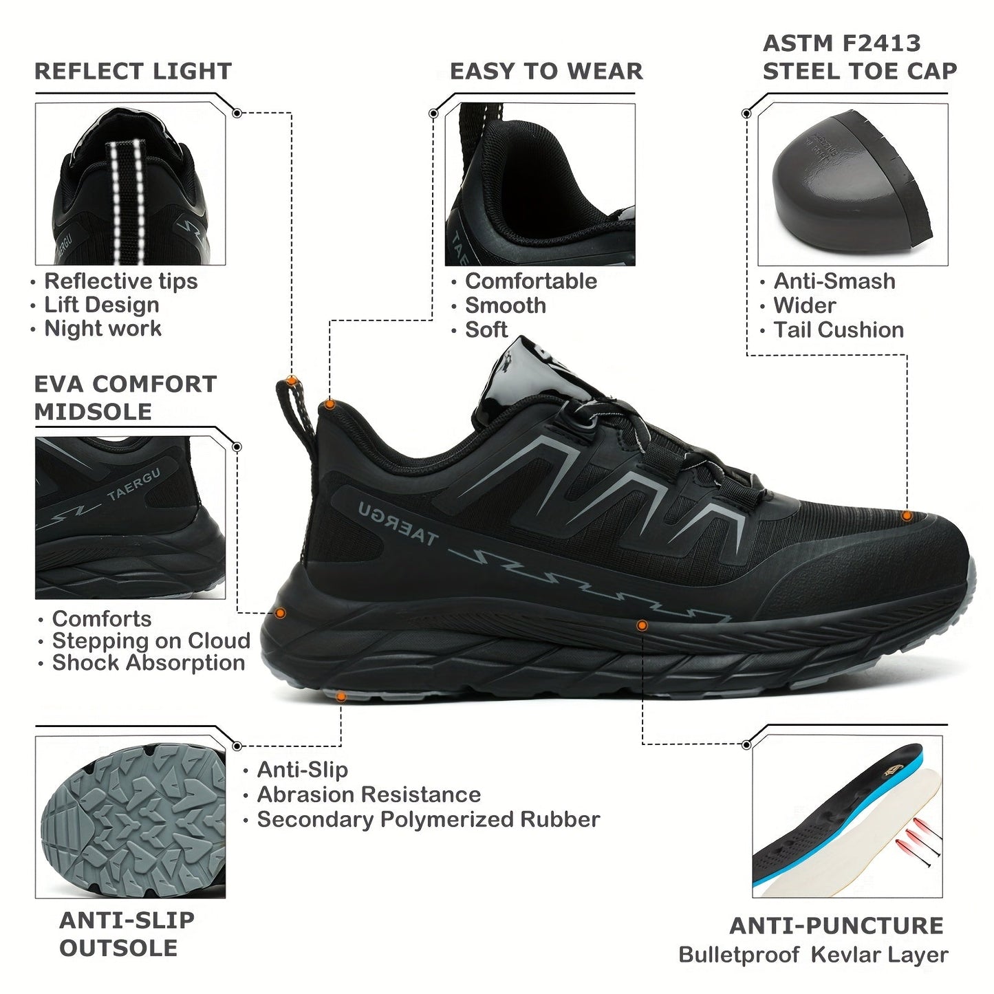 Men's Work & Safety Shoes - Non-Slip Sole Lightweight for Everyday Wear – view 4