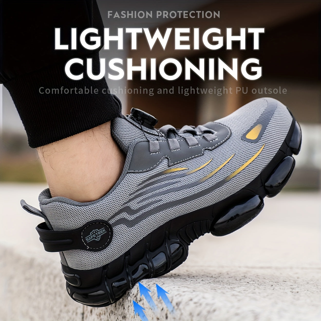 Men's Work & Safety Shoes - Steel Toe Protection & Puncture Resistant – Black / Grey – view 3
