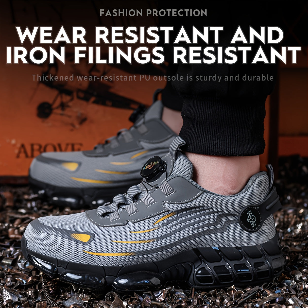 Men's Work & Safety Shoes - Steel Toe Protection & Puncture Resistant – Black / Grey – view 4