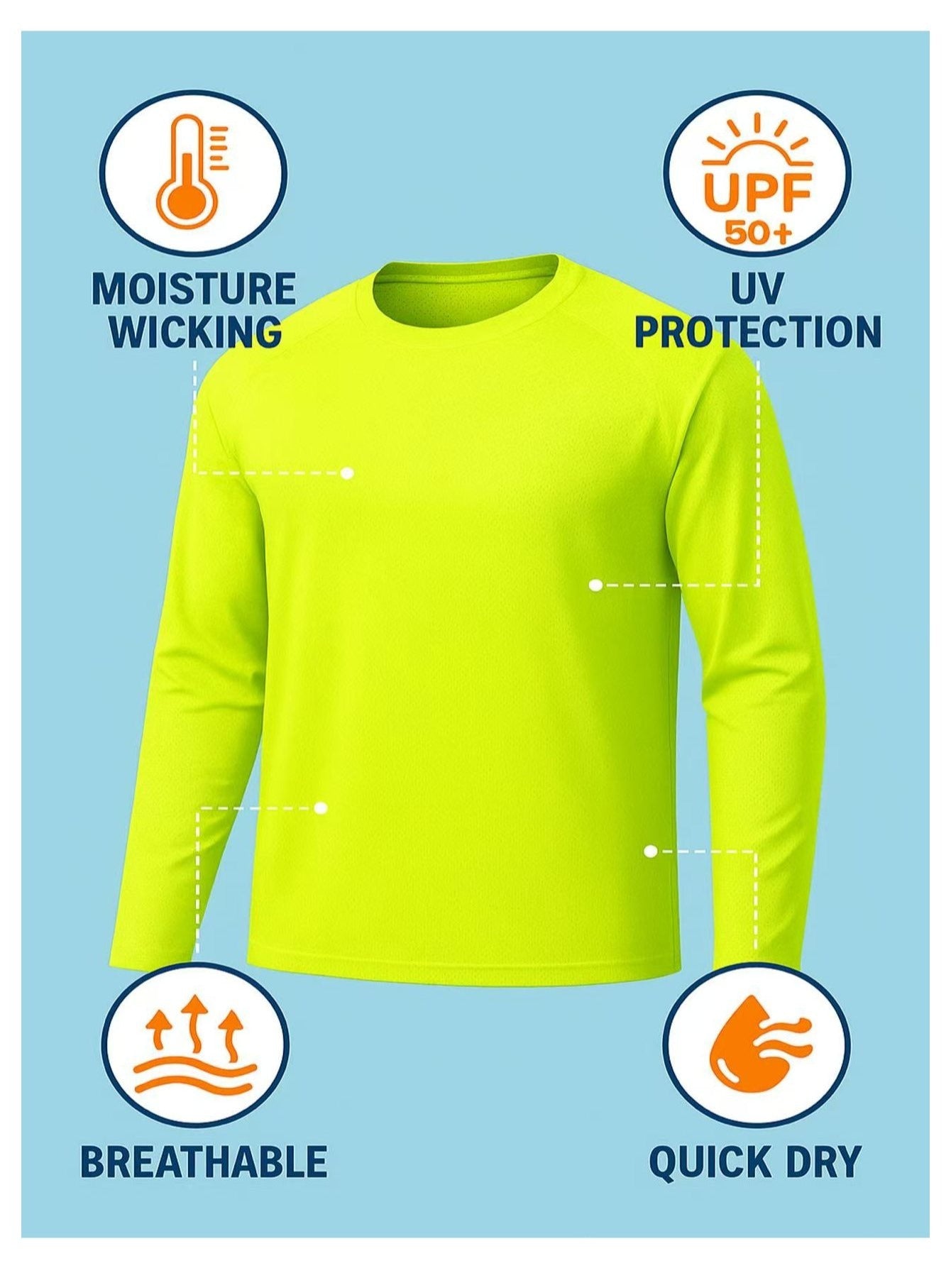 Men's Work Shirt Multipack – High Visibility Long Sleeve Shirts 2-Pack - UPF50+ detail view