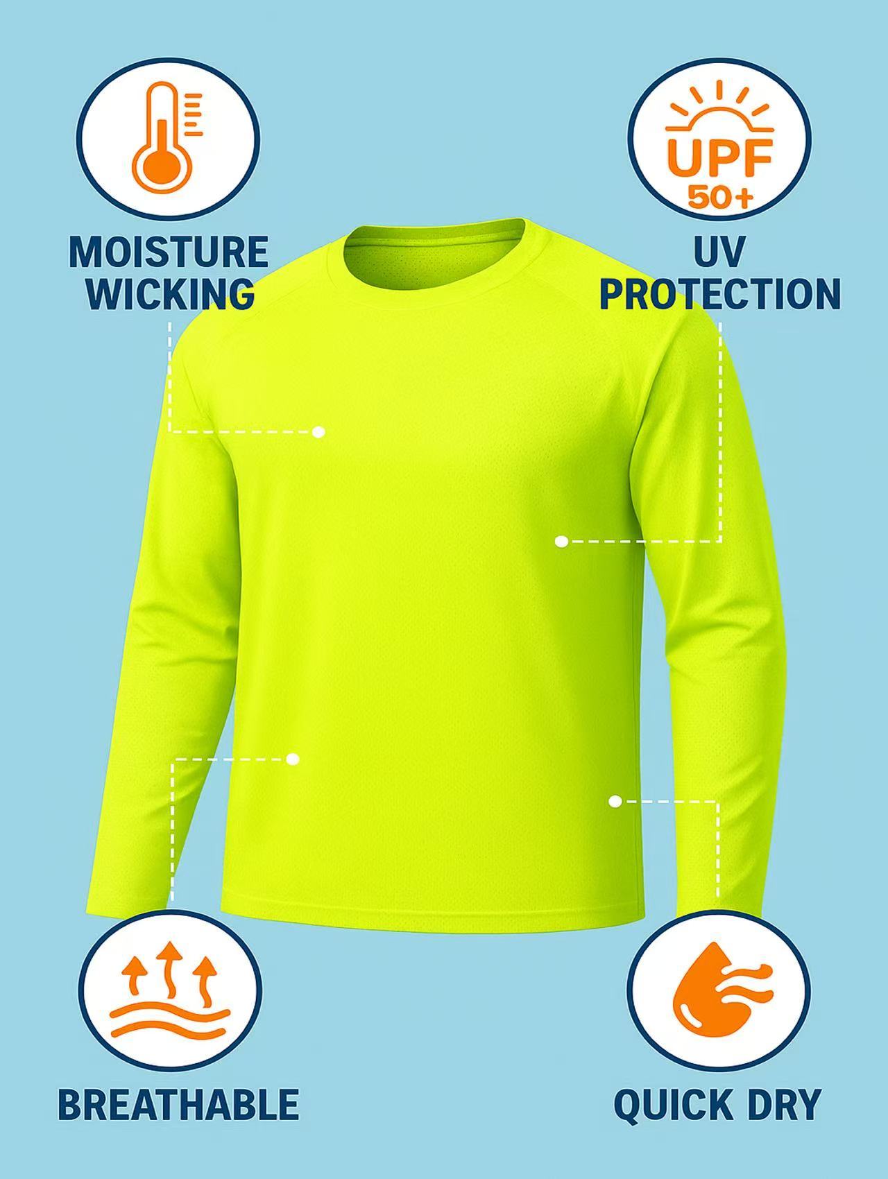 Men's Work Shirt Multipack – High Visibility Long Sleeve Shirts 2-Pack - UPF50+ detail view